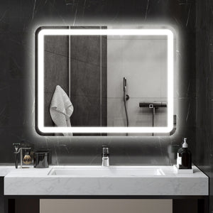 Specchio Bagno 70x90 cm LED Touch con Luce Dimmerabile a 3 Temperature e Antiappannamento