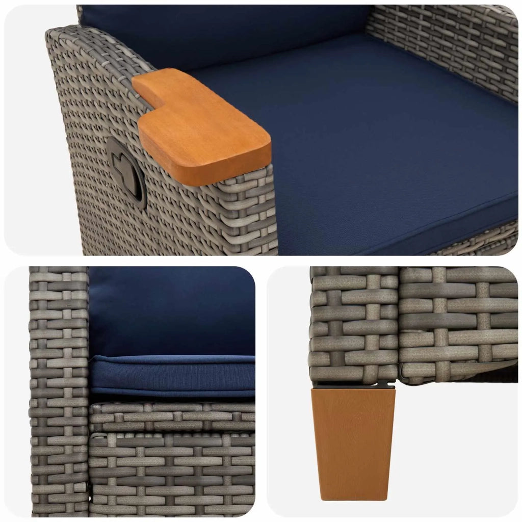 Poltrona reclinabile con tavolino 62 x 64 x 112 cm polyrattan CFW6272355