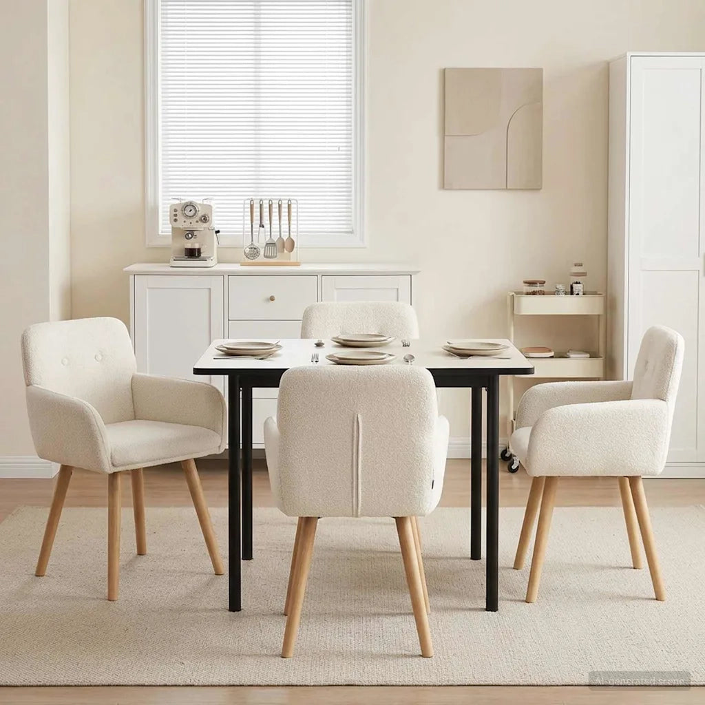 Sedie da pranzo 4 pcs Bouclé Crema 59 x 56 x 86 cm 3428272