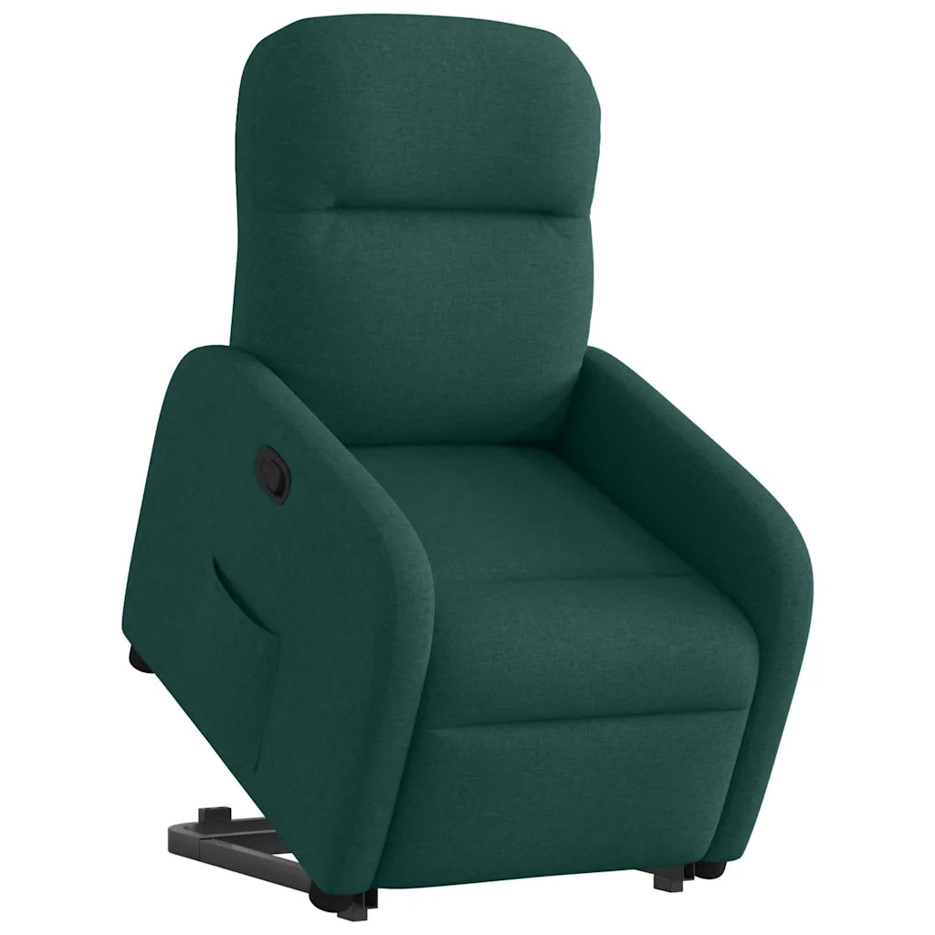 vidaXL Poltrona Alzapersona Reclinabile Verde Scuro in Tessuto