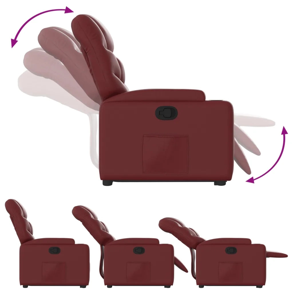 Poltrona | Sedia Relax Alzapersona Reclinabile Rosso Vino in Similpelle