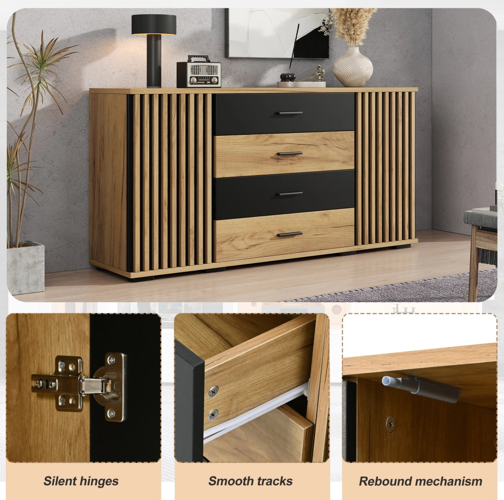 Madia 140 cm in MDF con 4 cassetti e 2 ante