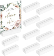 Pacco di 10 supporti per cartolina in legno, supporti per cartoline in betulla, supporti per foto in legno per matrimoni, feste e cene, supporti per menu, supporti per foto, supporti per cartoline (bianchi)