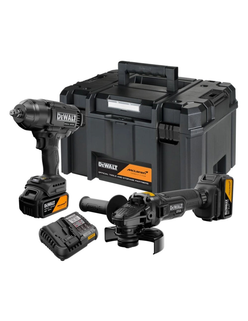 DeWALT Kit DCK2225MP2T McLaren (DCF99M + DCG45M + 2 x 5,0Ah + DCB1104 + TSTAK VI)