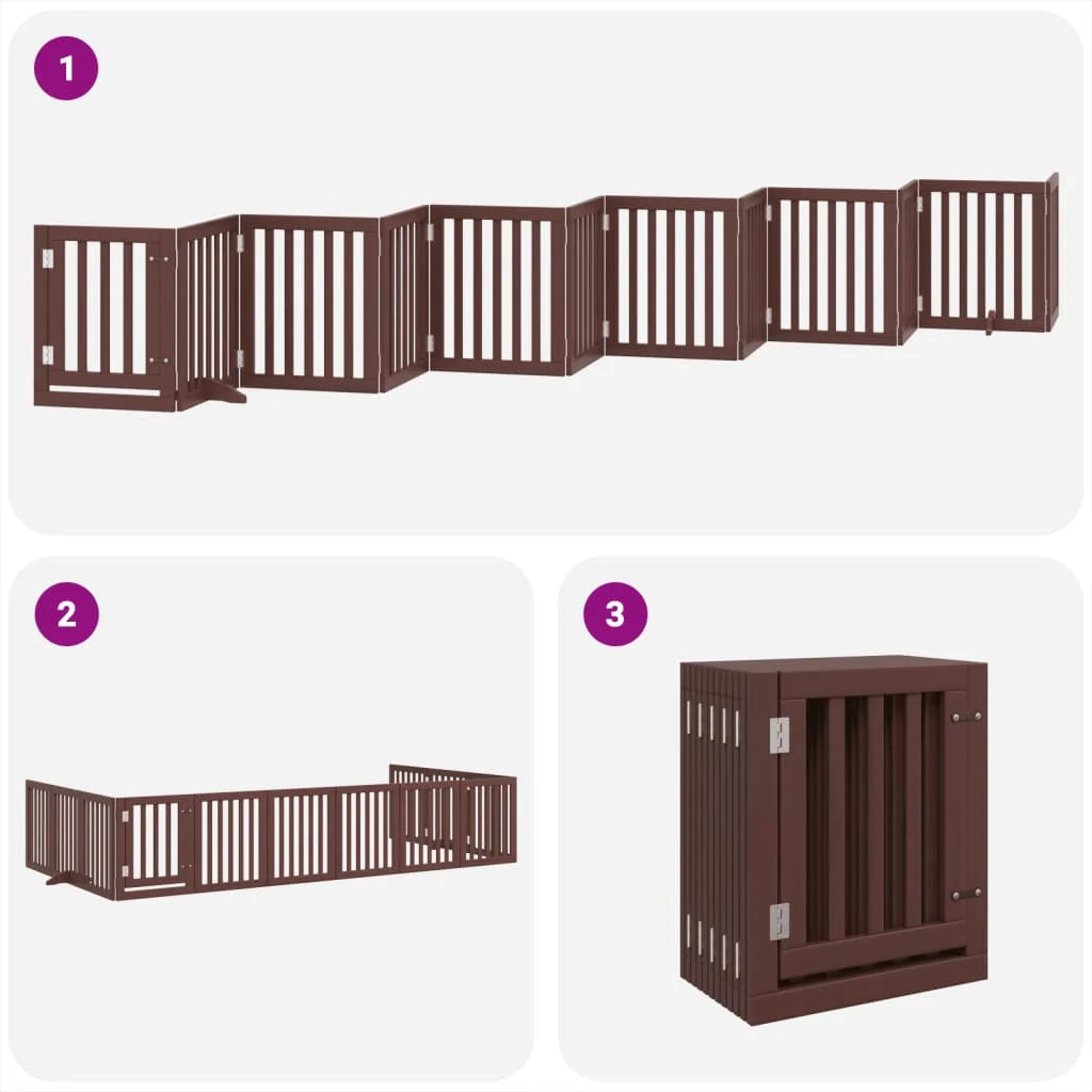 Cancelletto di sicurezza per animali domestici porta pieghevole 12 pannelli legno di pioppo marrone 02_0023142