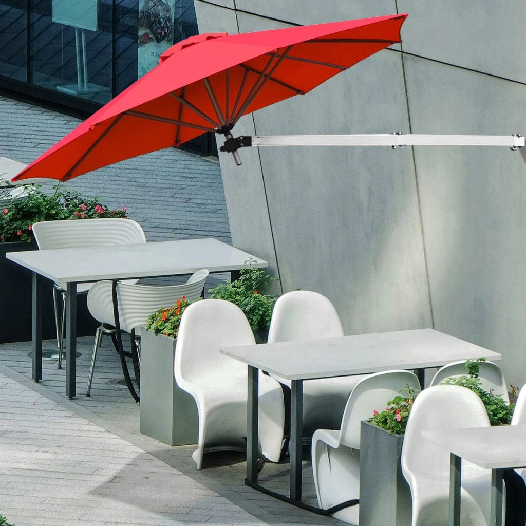 Ombrellone da Parete 247 cm, Ombrellone da Muro per Giardino con Angolo Regolabile, Parasole Esterno Pieghevole Anti UV, per Giardino, Balcone e Cortile (Rosso)