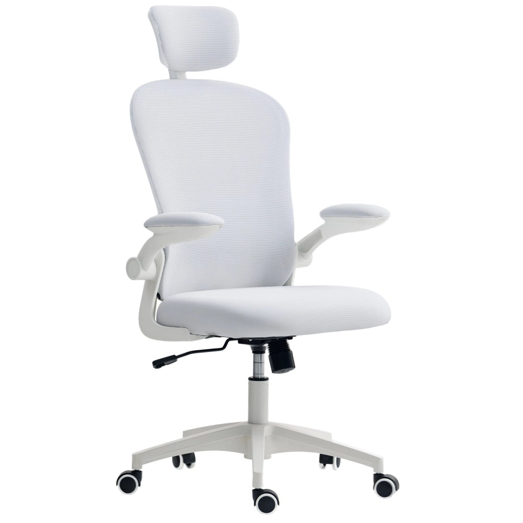 Sedia da Ufficio con Schienale in Rete e Supporto Lombare Regolabile ¨C Zephmum ¨C Bianco 62x64x120 cm