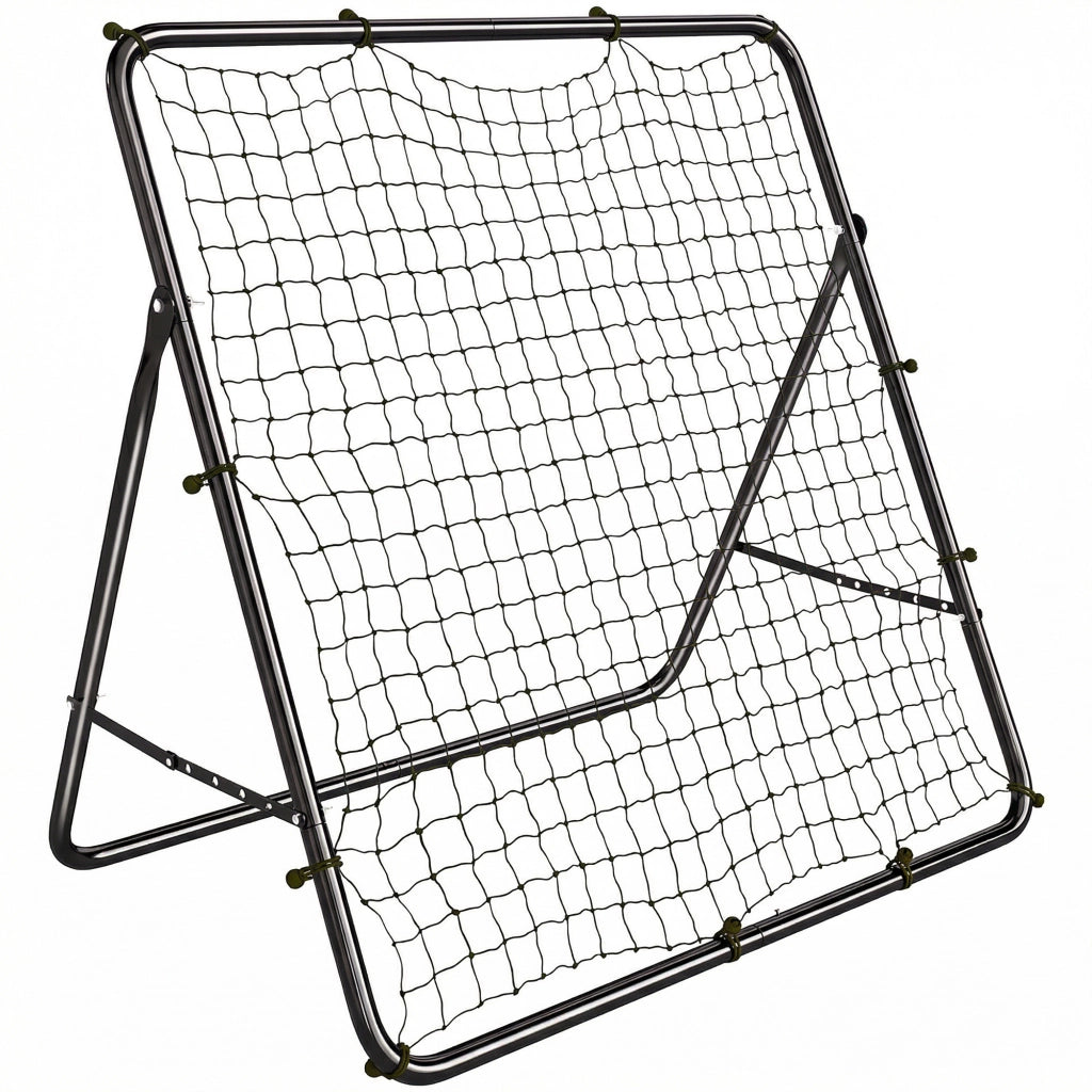 Rete di Rimbalzo per Calcio con 5 Angoli Regolabili Rete Multi-Sport per Allenamento in Acciaio e Nylon Nero