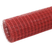Recinzione in Rete per Pollaio in Acciaio e PVC 10x1 m Rossa 143661