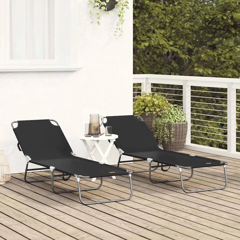 Lettino prendisole pieghevole 2 pcs Nero 188 x 57 x 86,5 cm 42003147