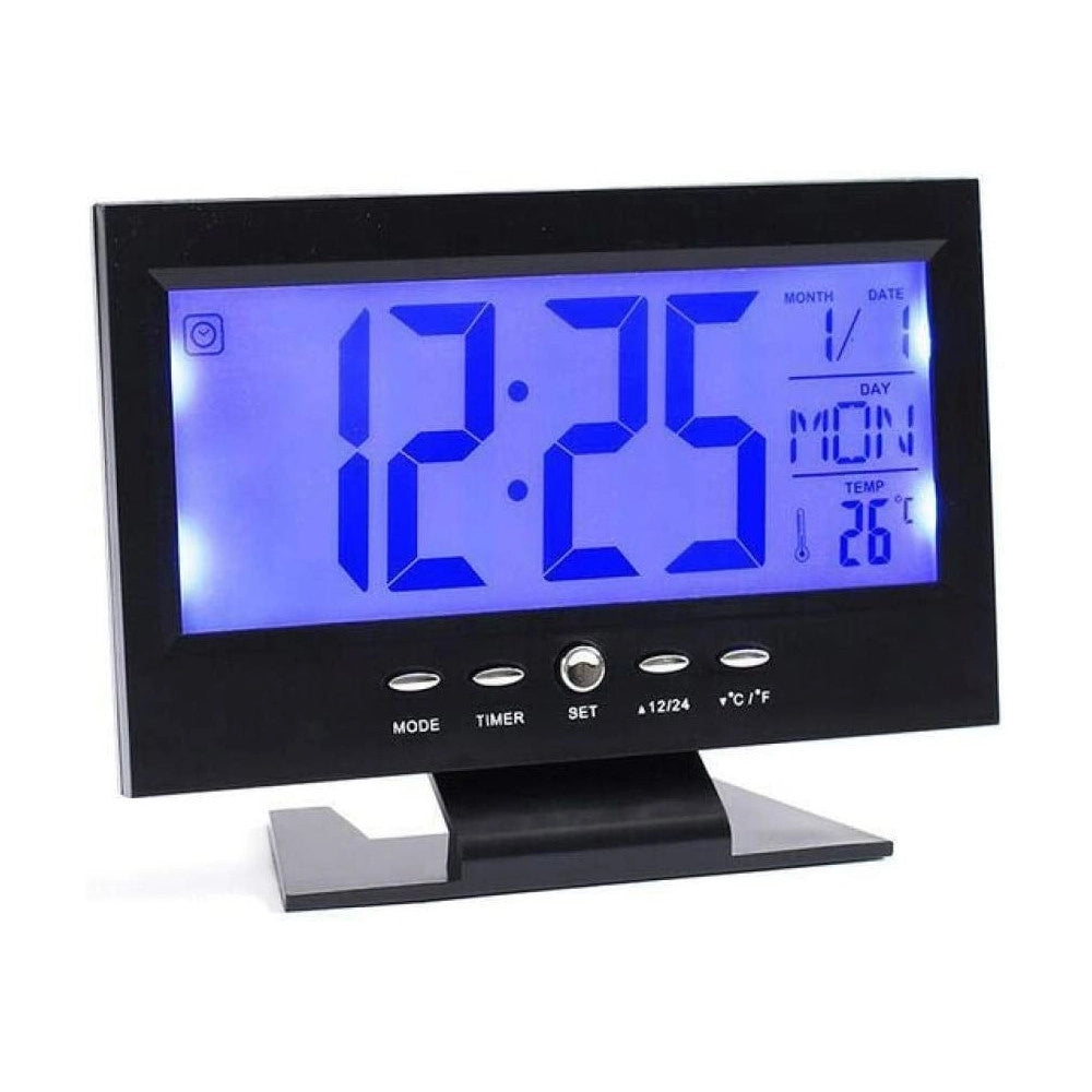Trade Shop - Sveglia Orologio Da Tavolo Ampio Display Lcd Retro Illuminato A Led -