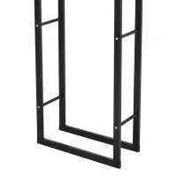 Porta Legna Verticale in Metallo Nero da Interni ed Esterni con Portata 100 kg max, 60x25x150 cm