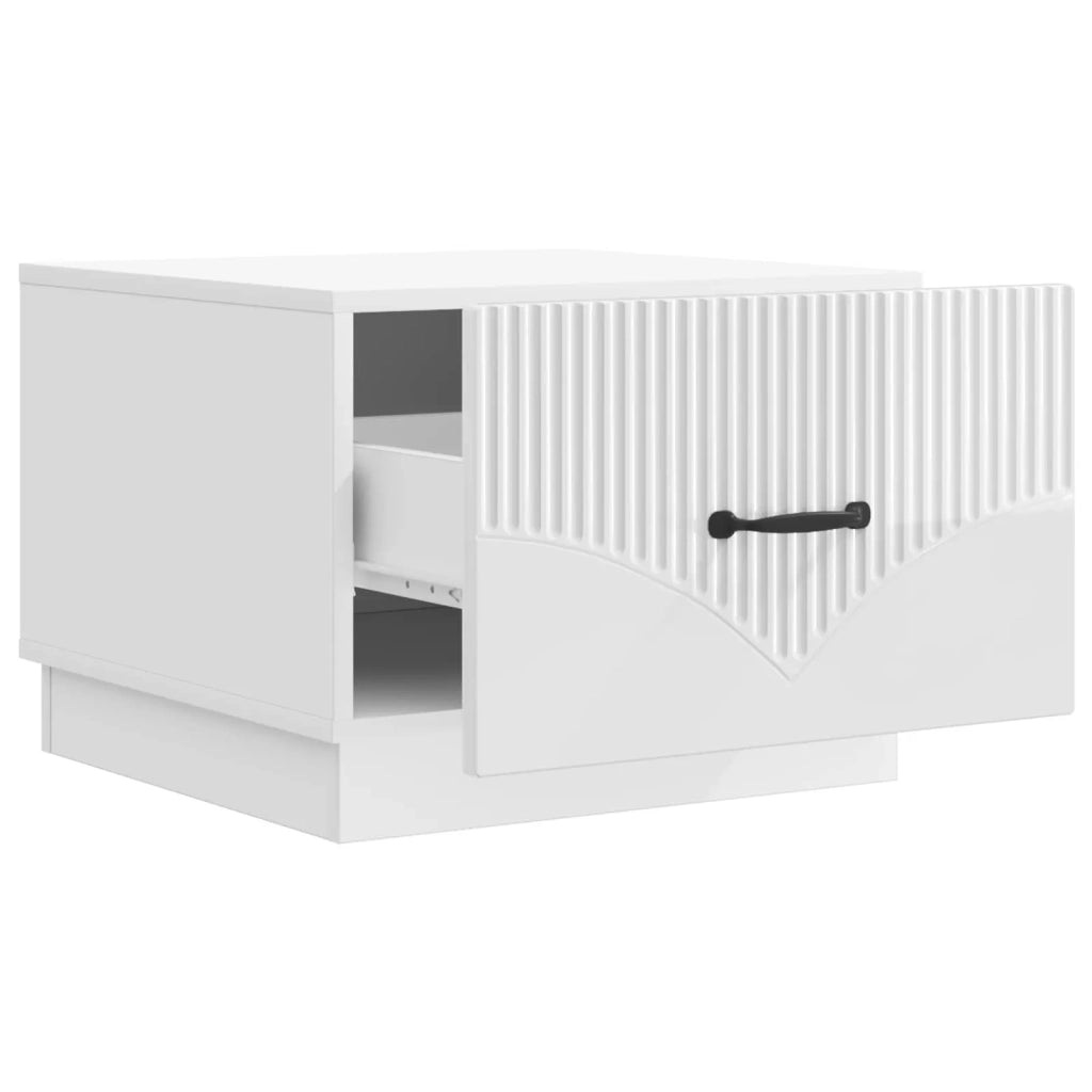 Tavolino da salotto con cassetto Bianco Lucido 49 x 50 x 37 cm 895429