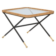 Trat, Tavolino da Salotto Dettaglio Effetto Rattan, 70x50x45h cm Nero