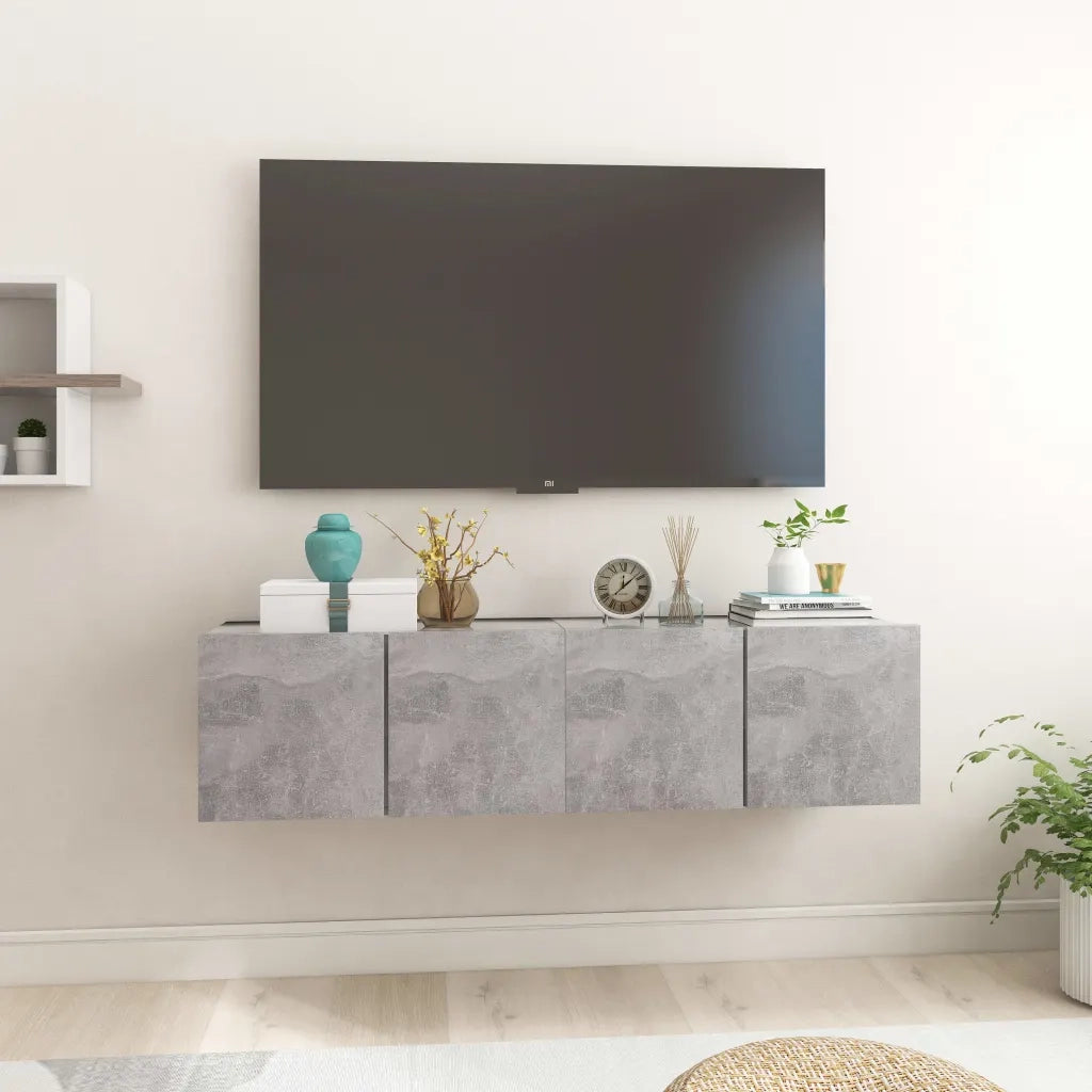 Mobili Porta TV Pensili 2pz Grigio Cemento 60x30x30 cm 804521