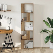 Libreria 5 Piani-Scaffale per Libri-Mobile di Stoccaggio Rovere Artigianale 45x23,5x162,5cm Multistrato