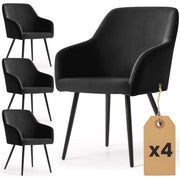 Set di 4 Sedie in velluto liscio ESTELLE Nero gambe nere