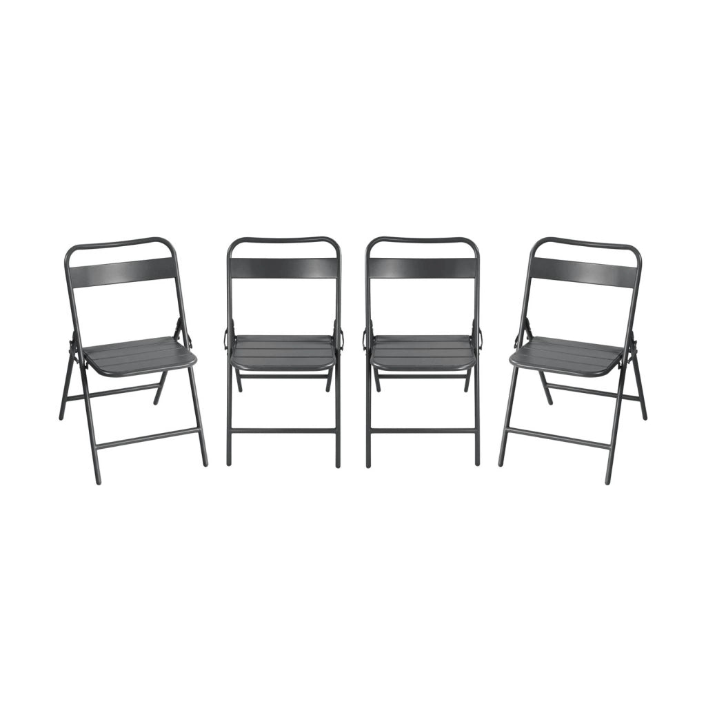 Set 4 sedie da giardino bistrot pieghevoli in acciaio, antracite