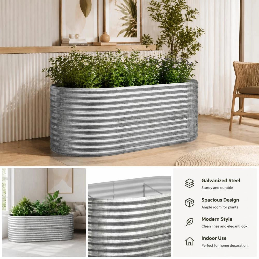 Raised Garden Bed, Galvanized Steel, 152x80x68 Cm, Silver