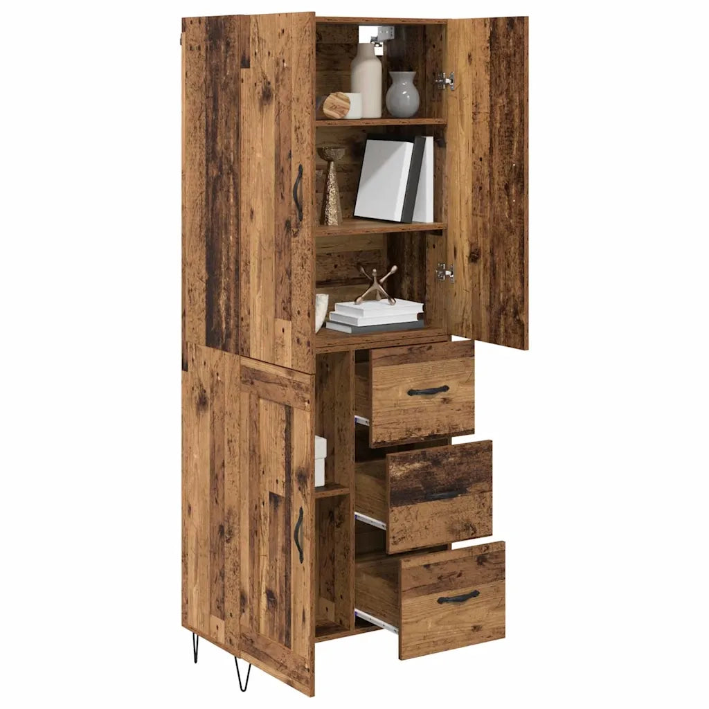 Credenza con cassetto 2 pz | Madia | Buffet da pranzo | Armadio da pranzo Legno vecchio Legno multistrato