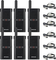 Walkie Talkie Mini PMR446 Oplaadbaar con Funzione VOX e Lunga Durata Stand-by - 6 Pezzi Nero