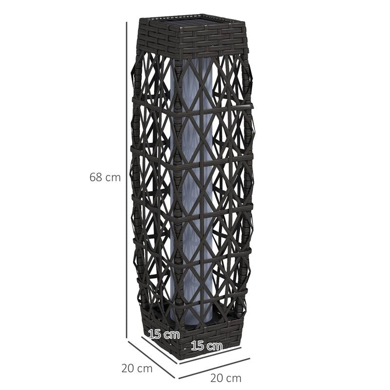 LAMPADA SOLARE DA GIARDINO CON ILLUMINAZIONE LED IN ACCIAIO E RATTAN PE 20X20X68 CM GRIGIO