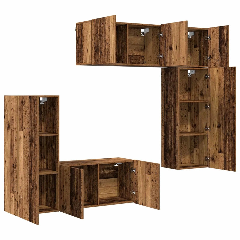 Unit¨¤ TV da Parete 5 pz | Armadietto TV | Mobile Porta TV Legno vecchio Legno multistrato