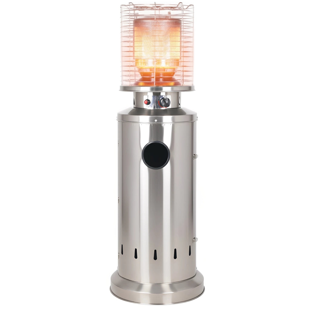 Stufa a Gas da Esterno Riscaldatore Gpl Portatile con Ruote FIRE Cilindro Arredo Riscaldante per Terrazzo P Acciaio Inox