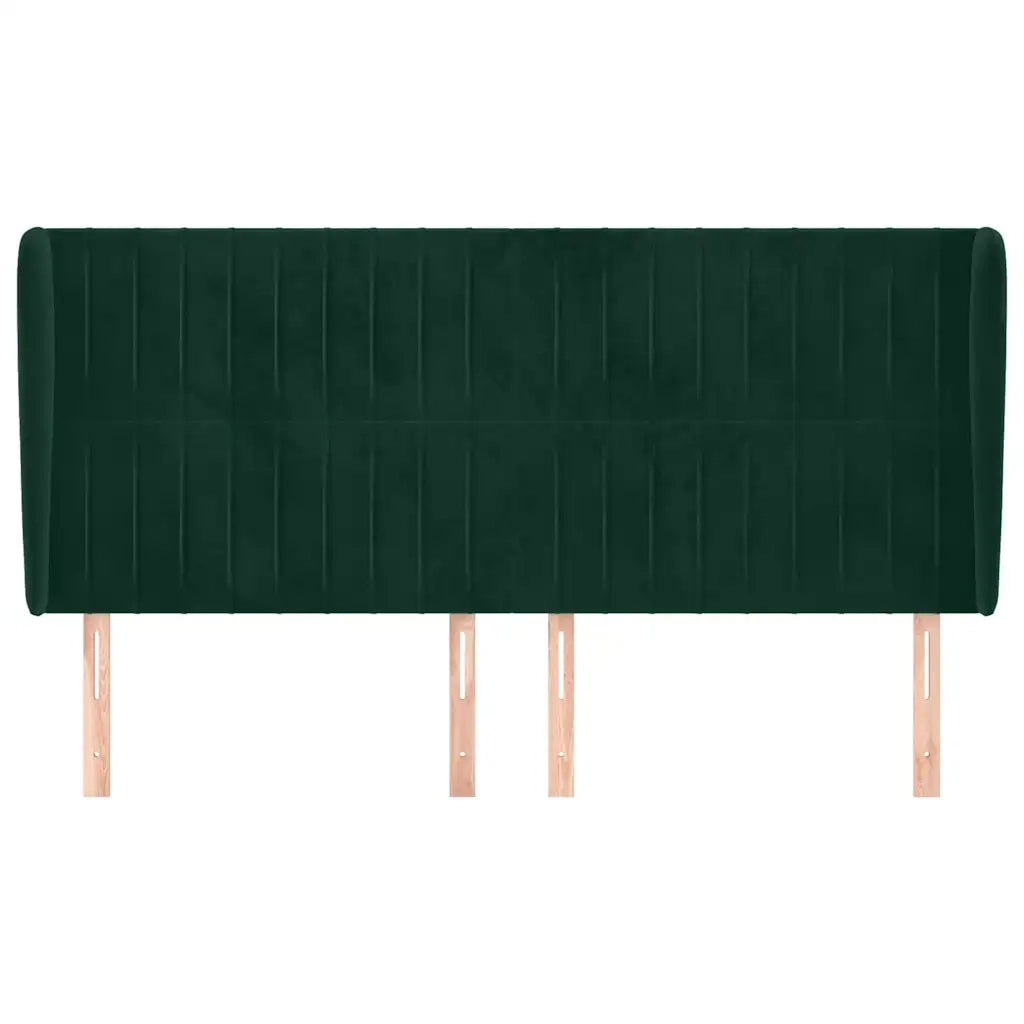 Testiera ad Orecchio-Testata con Orecchie Verde Scuro 183x23x118/128cm in Velluto 422215