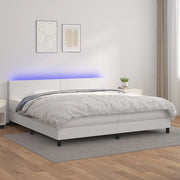 Giroletto Molle con Materasso e LED Bianco 200x200cm Similpelle 3134124