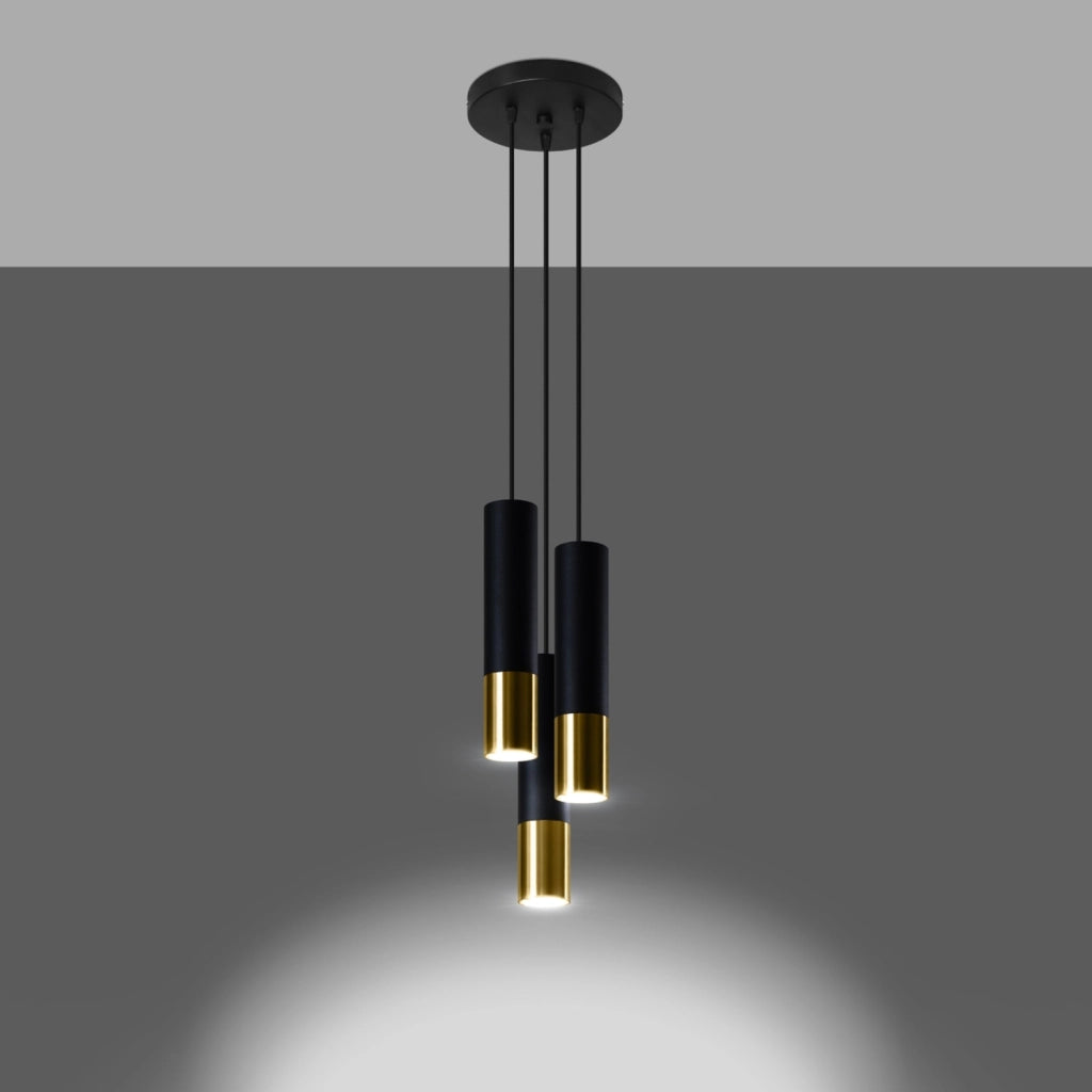 Lampadario SPIREXEZ 3 luci nero/oro GU10 Pure Lume GIRALO
