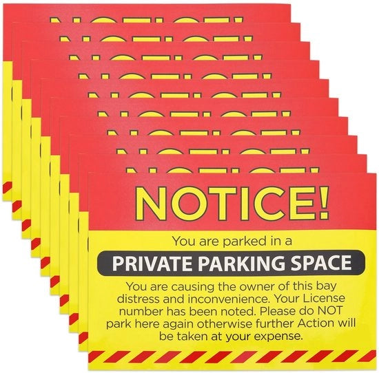 Etichette per Bordo di Parcheggio - 10 Pezzi - Adesivo Autoblucco Forte - Formato A5 - Parcheggio Privato - Avviso di Infrazione - Ricordo Visibile