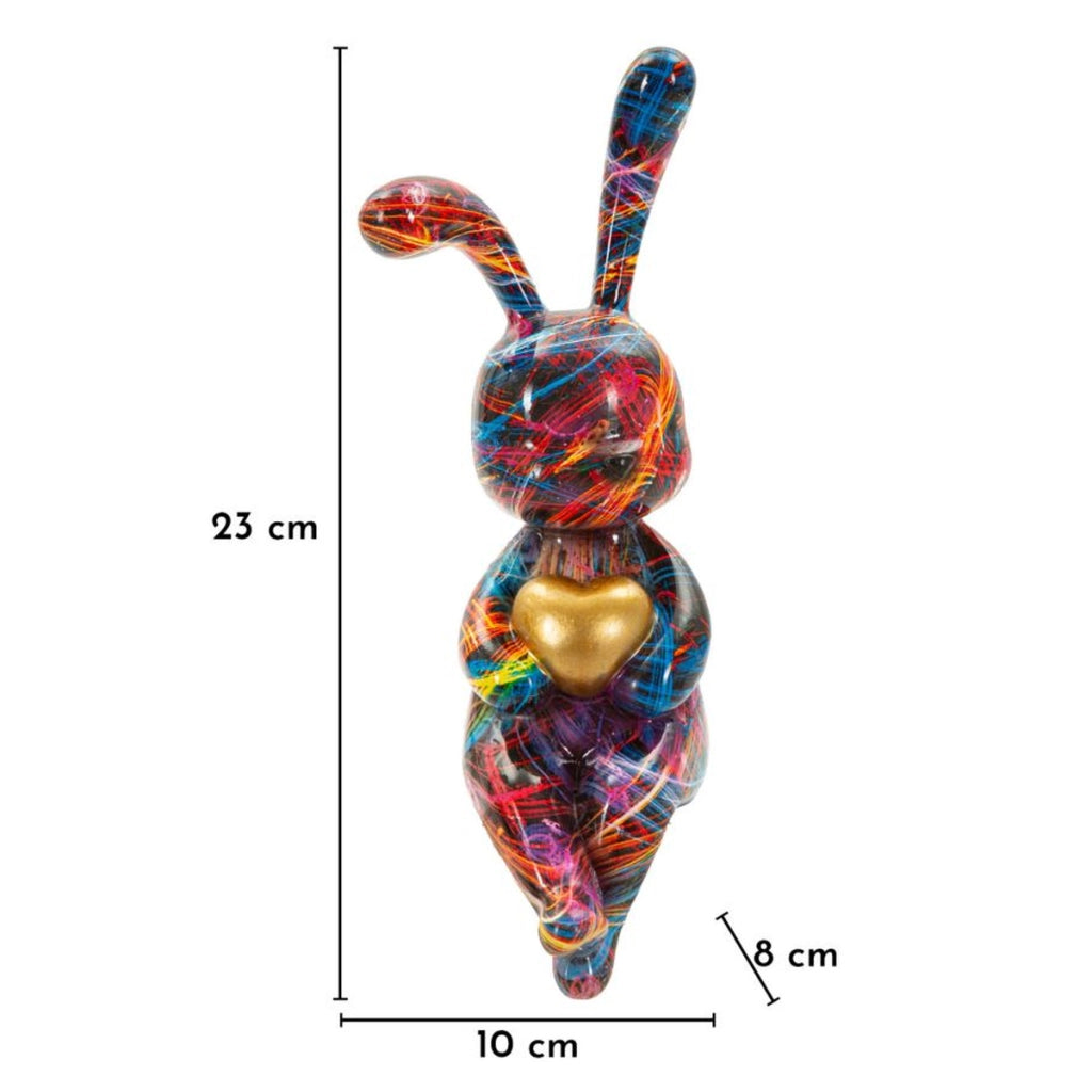 Scultura Coniglio, Multicolore, Poliresina, 8x10x23 cm