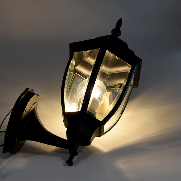APPLIQUE DA ESTERNO A LANTERNA LAMPADA DA PARETE NERA IP45 CON ATTACCO E27 - ILLUMINAZIONE RETRO