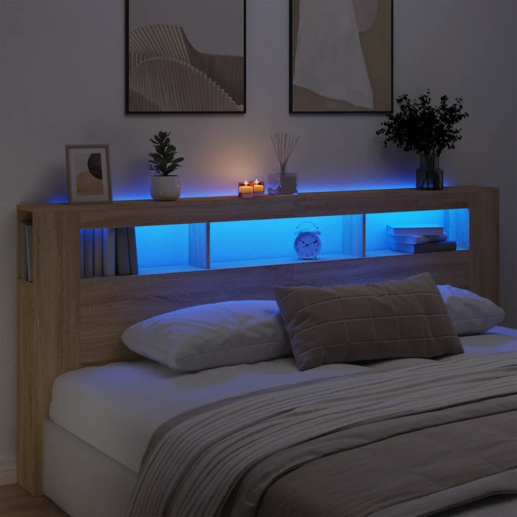 Testiera | Testata LED Rovere Sonoma 220x18,5x103,5 cm Legno Multistrato