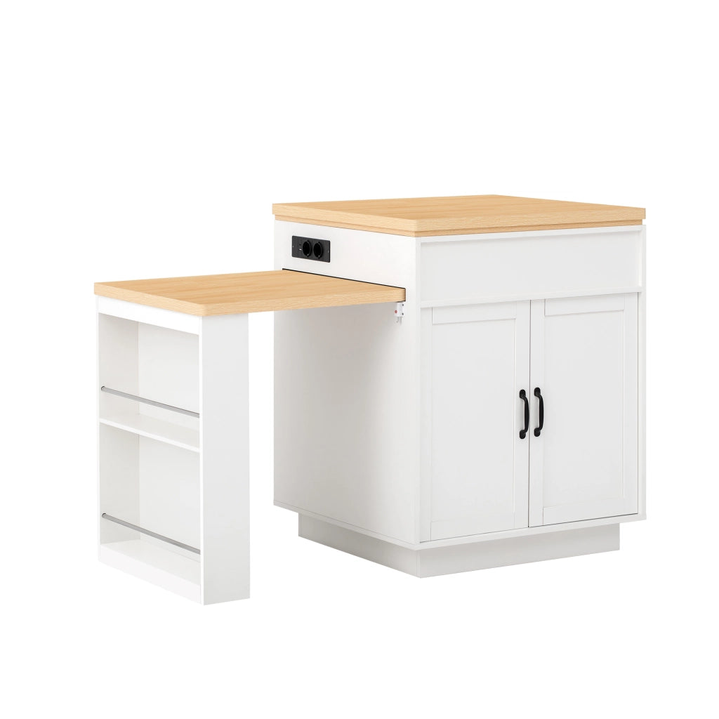 Tavolo da Pranzo Allungabile con Isola Cucina e LED ¨C Xylo ¨C Bianco
