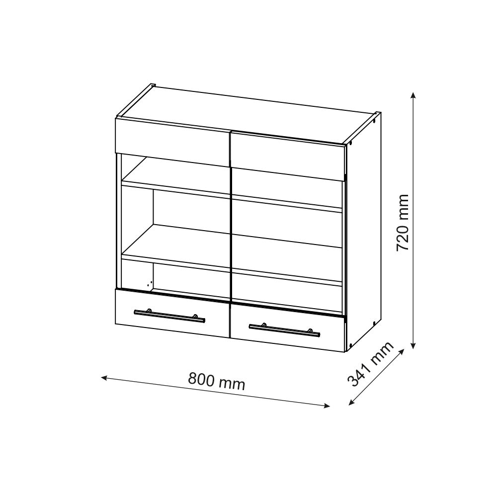Mobile da cucina in vetro Fame-Line Antracite-oro/Rovere dorato 80 cm Vicco
