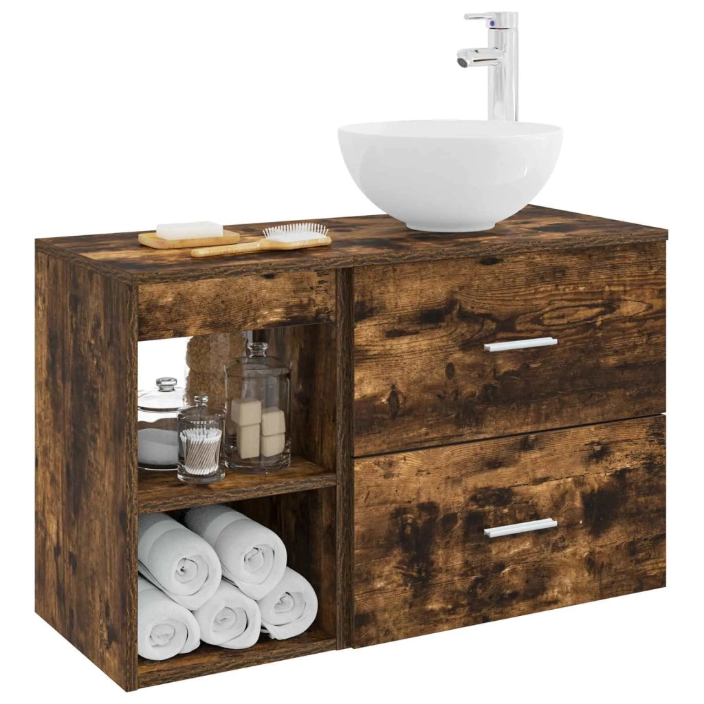 Set di mobili per il bagno 2 pcs Rovere Fumo 3403876