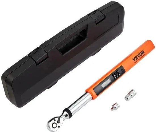 Chiave Digitale 3/8" - Chiave a Coda di Rat - Contachiami Digitale - Chiave a Ciami Fiorentina - Chiave a Ciami Elettronica - Chiave a Ciami Precisa - Campo di Regolazione Configurabile 5,1-50 Nm - Schermo a LED, Acciaio Inox, Manico a Rasoio