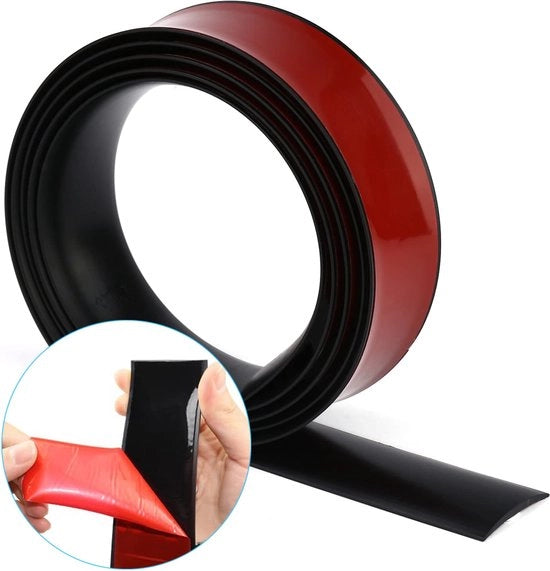 Profilo di transizione nero, impermeabile all'acqua, adesivo a secco, striscia di transizione in vinile | Striscia di transizione per vinile per pavimenti | Striscia di copertura non perforata | Profilo di pavimento | Dorsale di porta per incollaggio 2 m