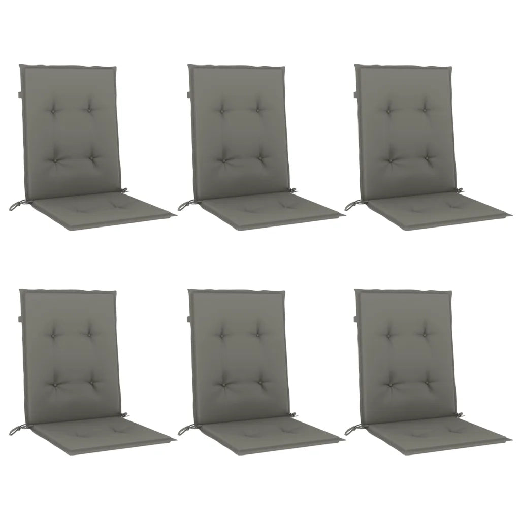 Cuscini Sedia Schiena Bassa 6 pz Grigio MÃ©lange 100x50x4 cm