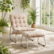 SEDIA lounge con pouf 65x78x86 cm beige in acciaio