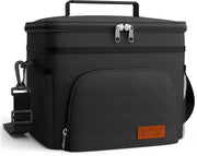 Borsa per picnic per uomo/donna, con 4 compartimenti e cinturino regolabile, ideale per lavoro e picnic (24,89 × 17,53 × 20,57 cm)