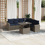 Set Divani da Giardino 7 pz con Cuscini Grigio in Polyrattan 3267301