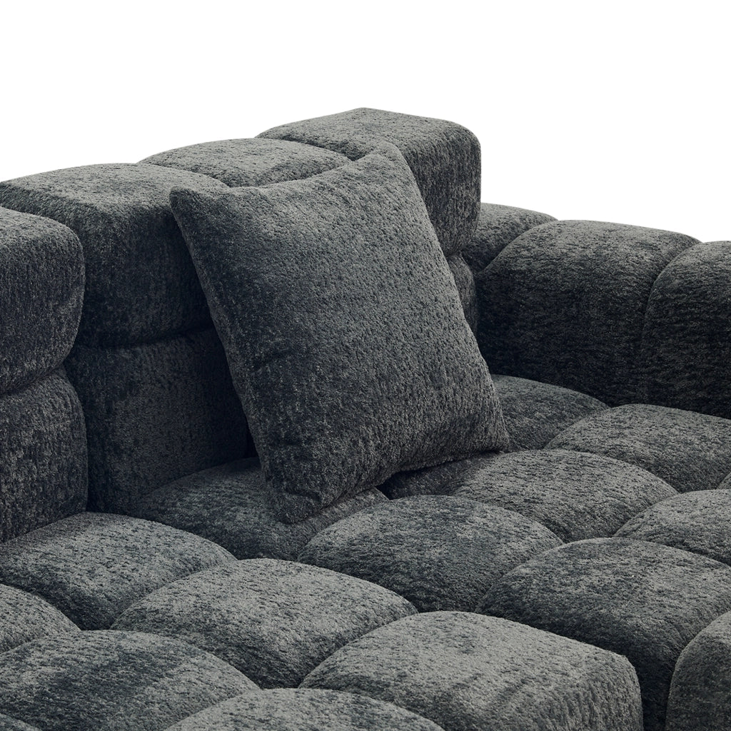 Divano angolare convertibile a L; stile moderno; nero e grigio