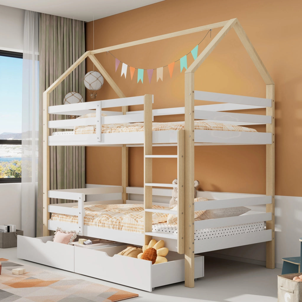 Letto a castello per bambini 90x200 cm con cassetti
