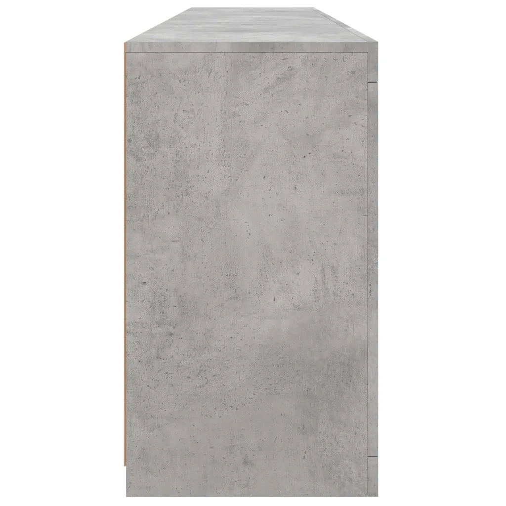 Credenza | Madia | Buffet da pranzo | Armadio da pranzo con Luci LED Grigio Cemento 181,5x37x67 cm