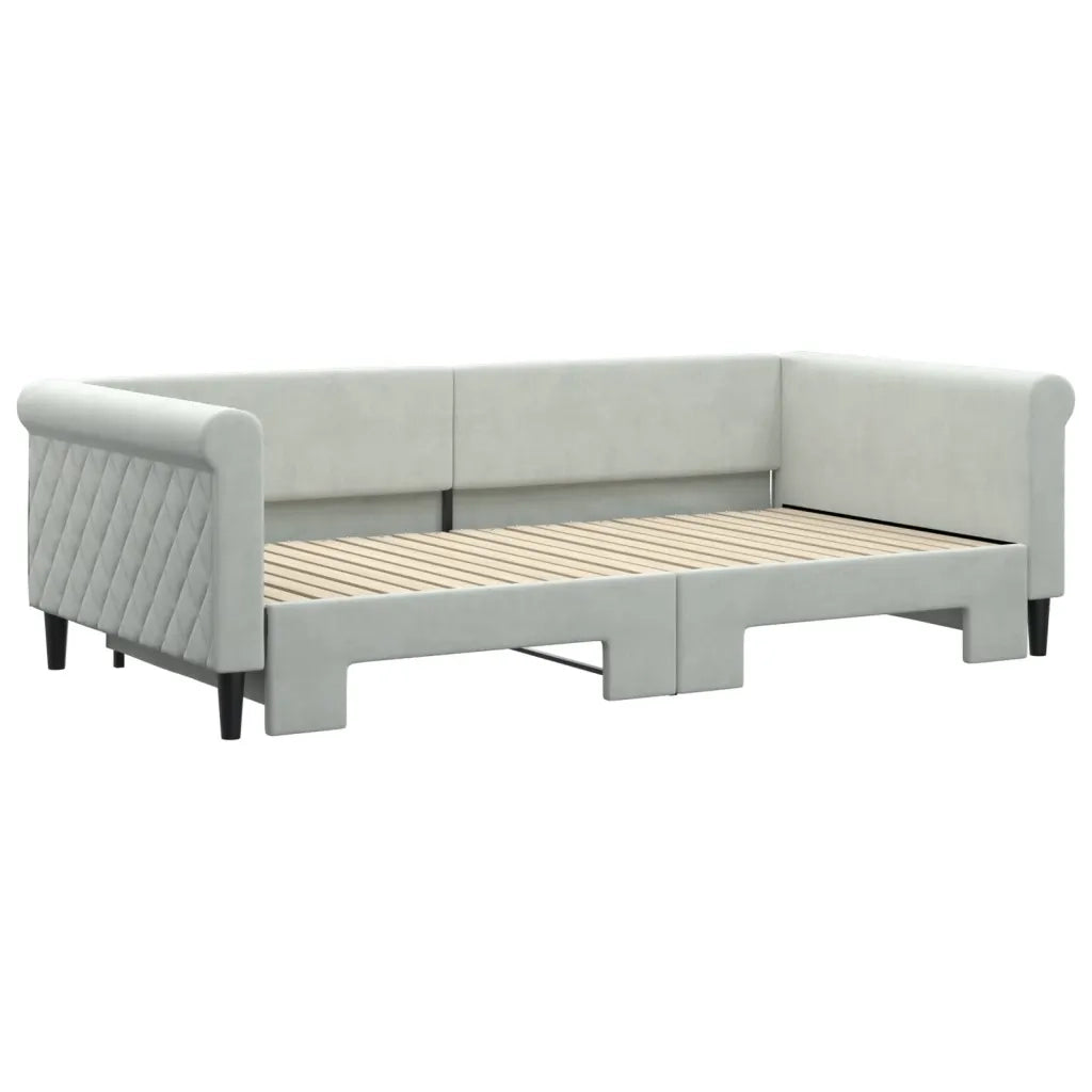 Divano Letto con Letto Estraibile-Sofa Letto-Daybed Grigio Chiaro 100x200 Velluto 870145