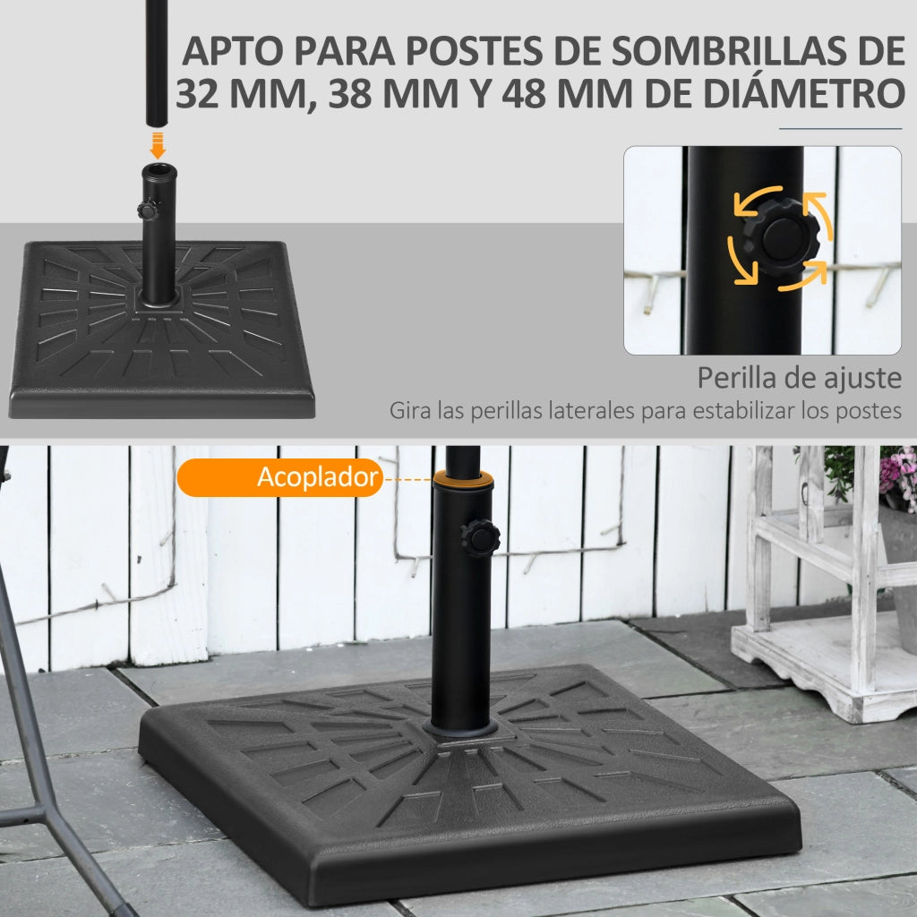 Base per Ombrellone da Giardino ¨C zephmum ¨C Nero Resina 19 kg 51x51x32 cm