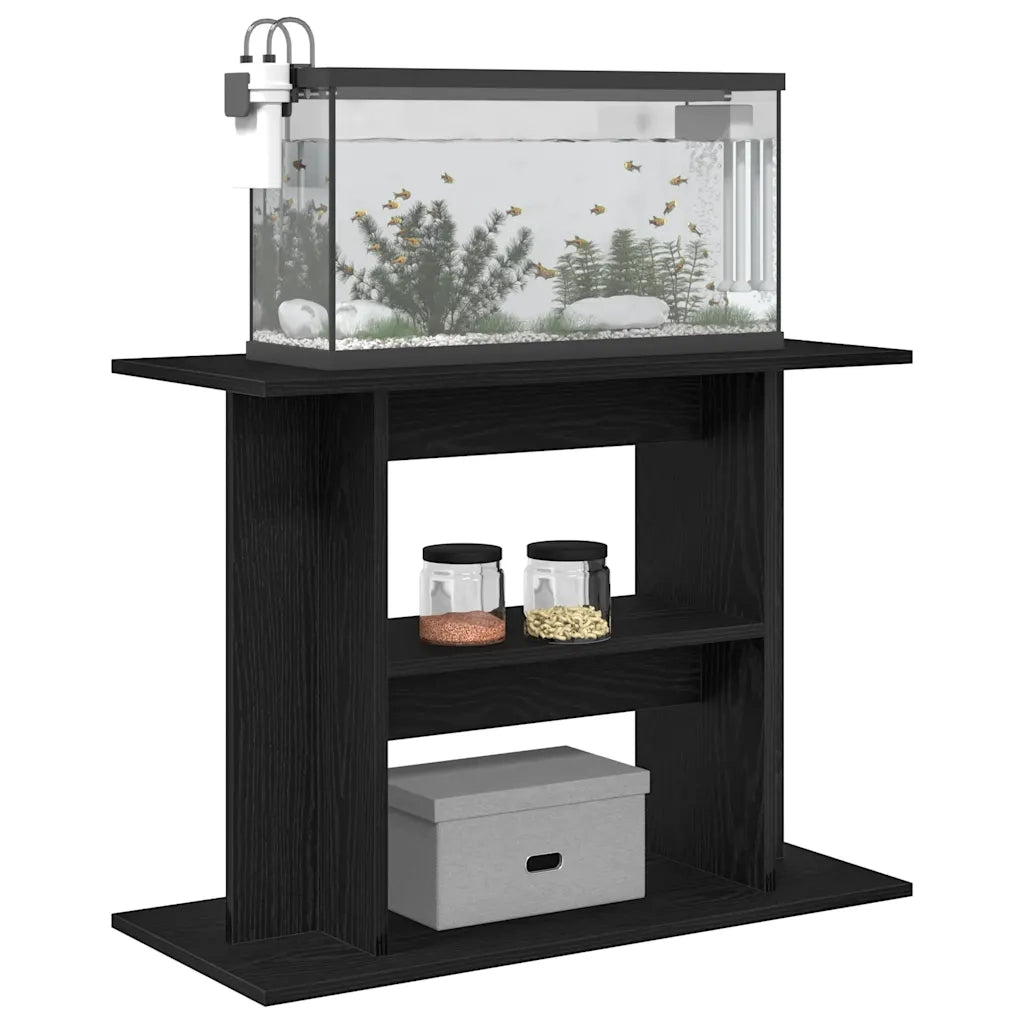 Supporto Acquario 80x35x60 cm Legno Multistrato Rovere Nero 862149